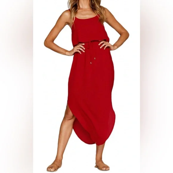 red flowy cocktail dress Chiara Maxi Dress - Red main image 1